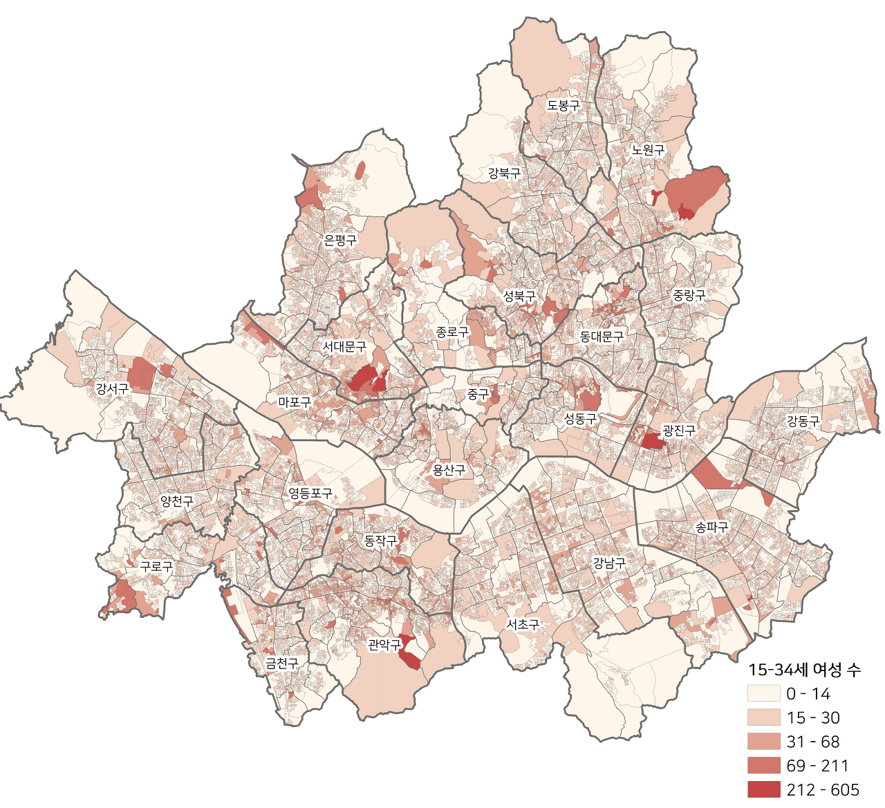 [활용사례] 젊은여성/1인가구는 어디에서 많이 살까?